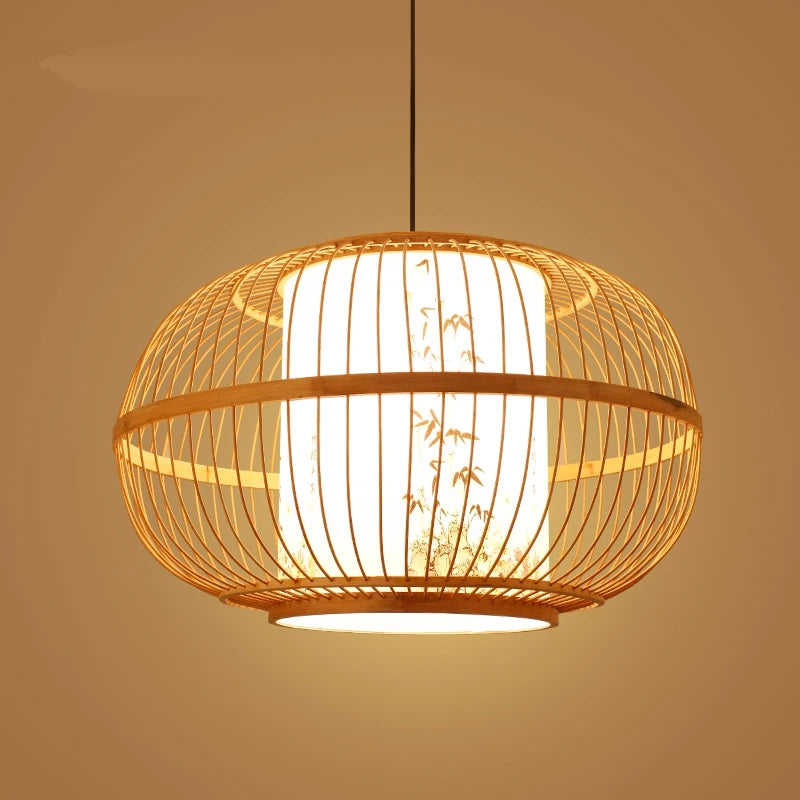 lanterne rustique japonaise osier bambou - vue 4 sur 9
