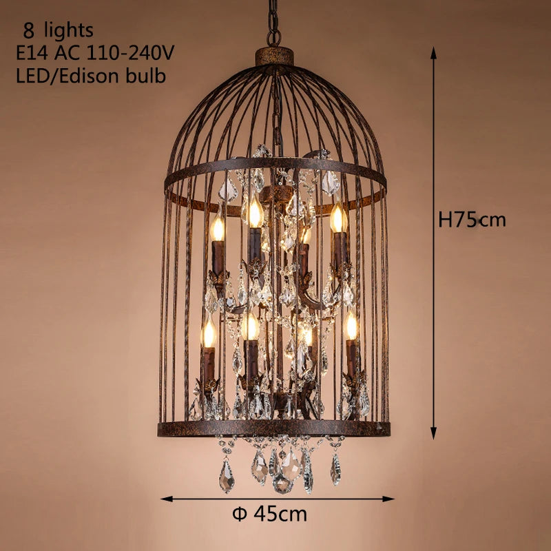 lustre vintage en fer forgé style empire cristal