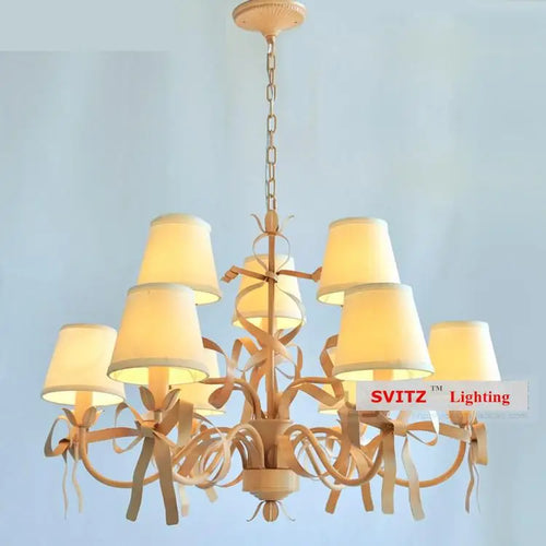lustre led style européen avec ruban et arc décoratif