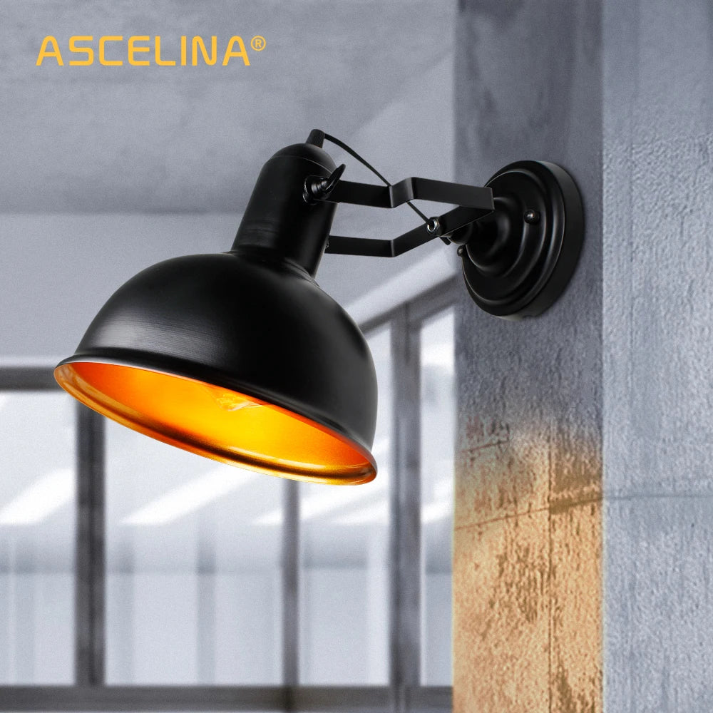 wall lamp,Industrial vintage wall light,Iron Retro sconce,Bracket adjustable,E27,CE certification,90-260V,max 60W,16x21.5cm(DxA) - vue 2 sur 8