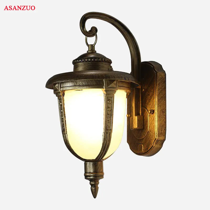 Applique murale extérieures imperméables en aluminium rétro européen lampe de jardin en Bronze Villas balcon couloir cour décor luminaires muraux - vue 8 sur 8