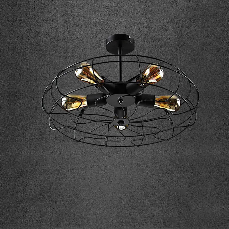 ventilateur plafonnier rétro loft suspension luminaire lustre - vue 6 sur 9