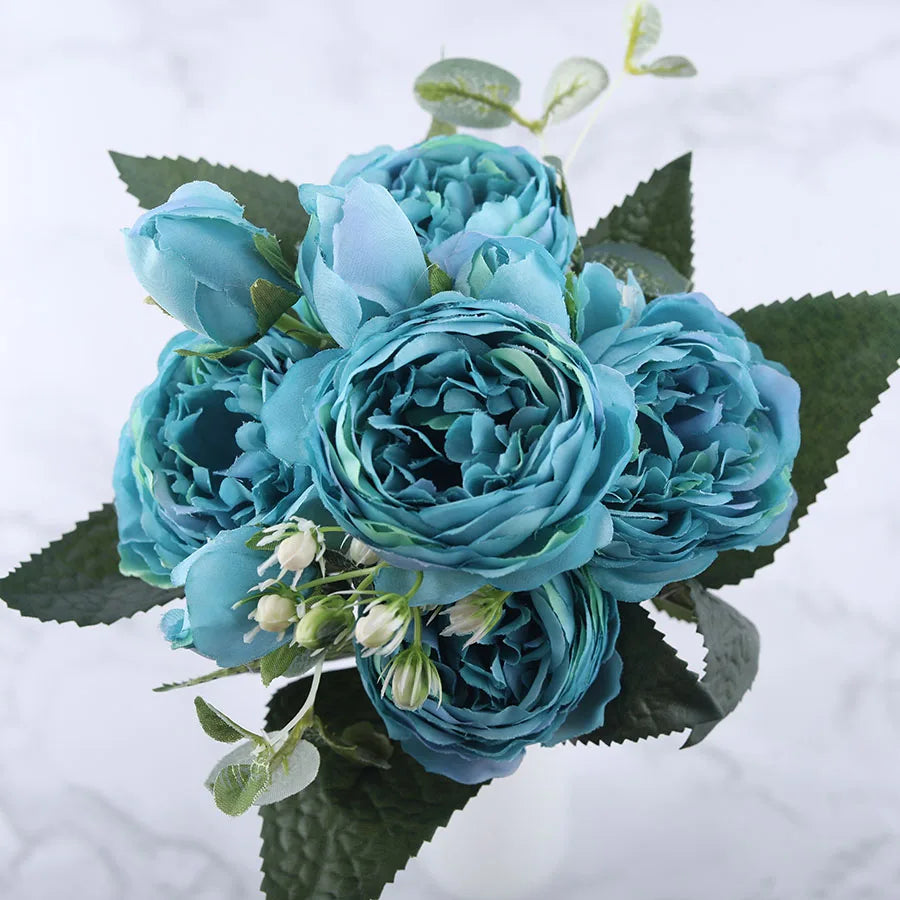 bouquet de fleurs artificielles de pivoines en soie pour décoration intérieure - vue 14 sur 18