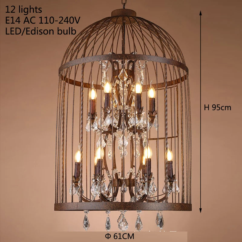 lustre vintage en fer forgé style empire cristal