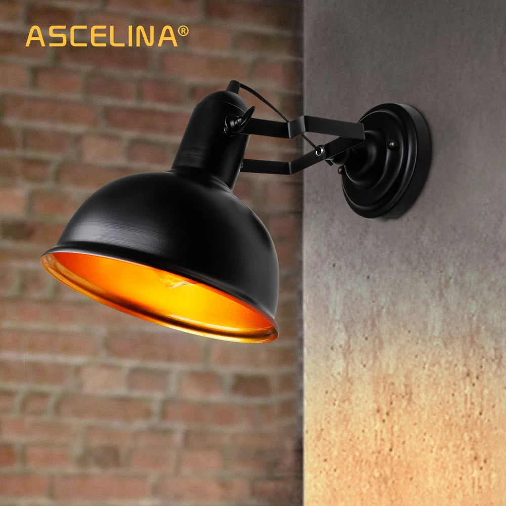 wall lamp,Industrial vintage wall light,Iron Retro sconce,Bracket adjustable,E27,CE certification,90-260V,max 60W,16x21.5cm(DxA) - vue 5 sur 8