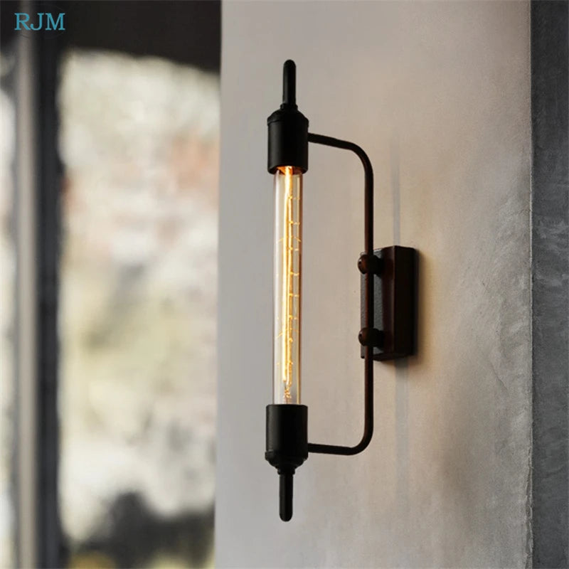 applique murale tube vapeur rétro américain vintage noir - vue 6 sur 7