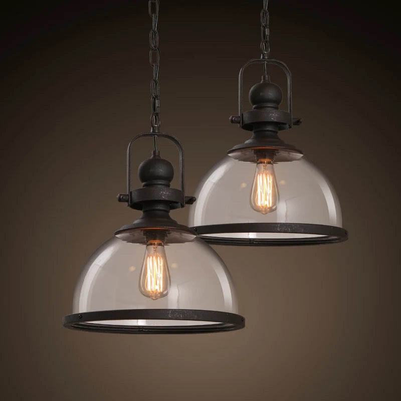 suspension vintage en fer et verre pour décoration maison