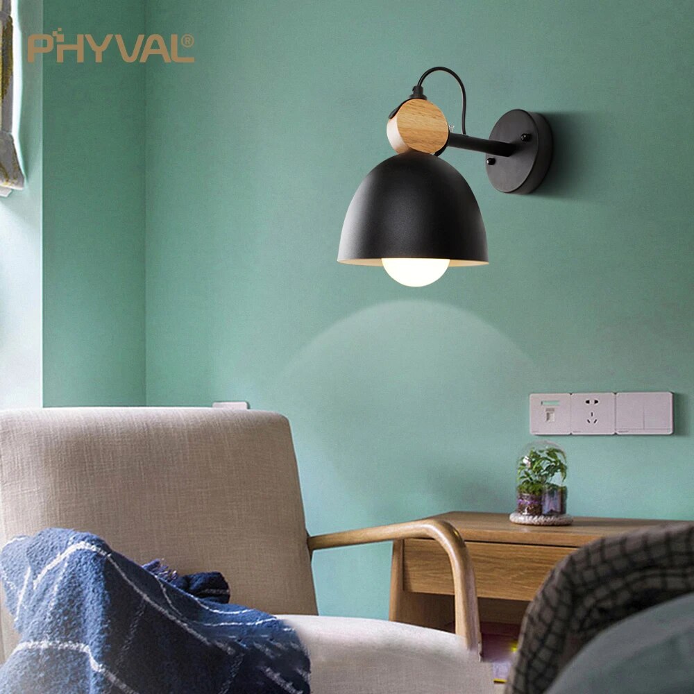 Applique murale LED ronde bois massif macarons - vue 6 sur 9
