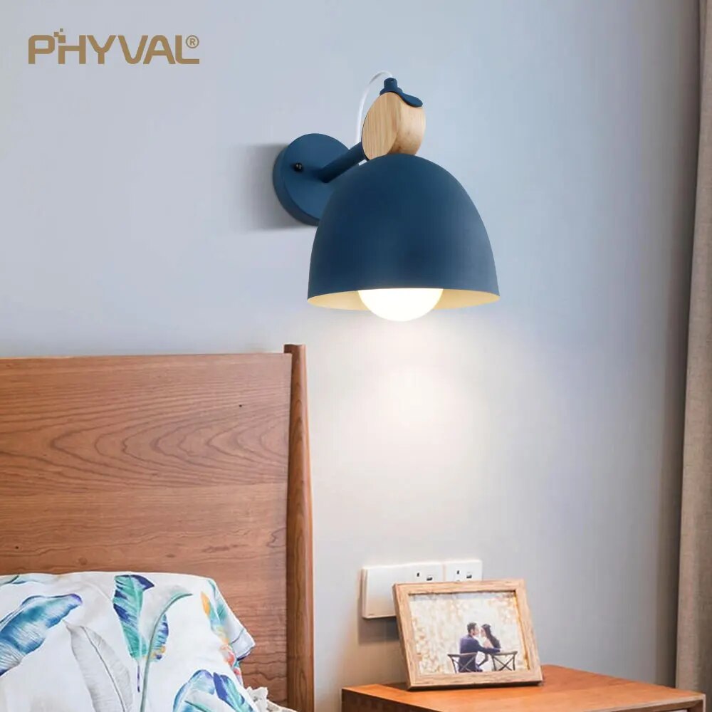 Applique murale LED ronde bois massif macarons - vue 3 sur 9