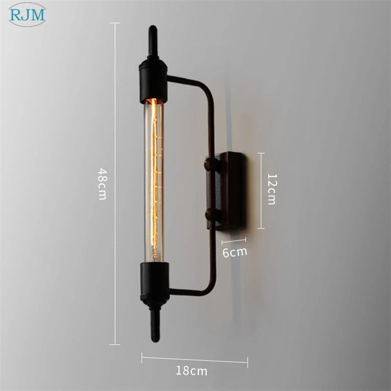 applique murale tube vapeur rétro américain vintage noir - vue 4 sur 7