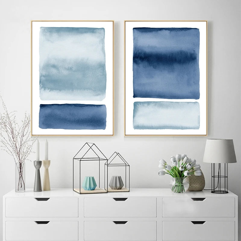 peinture abstraite aquarelle océanique art mural décoration nordique