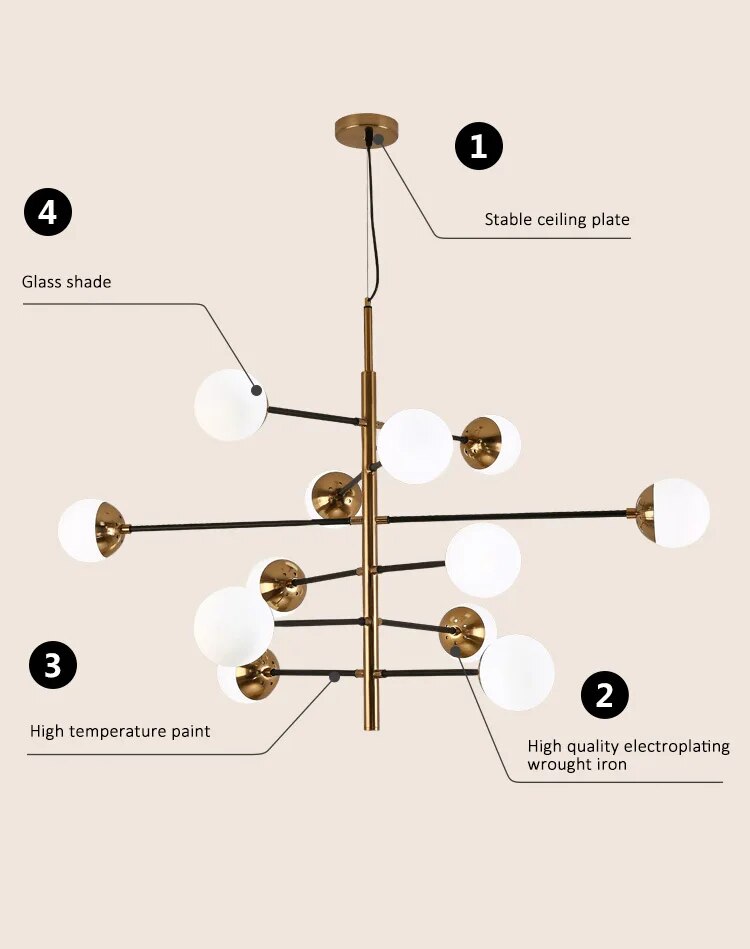 Suspension en verre à fleurs sculptées - vue 5 sur 10