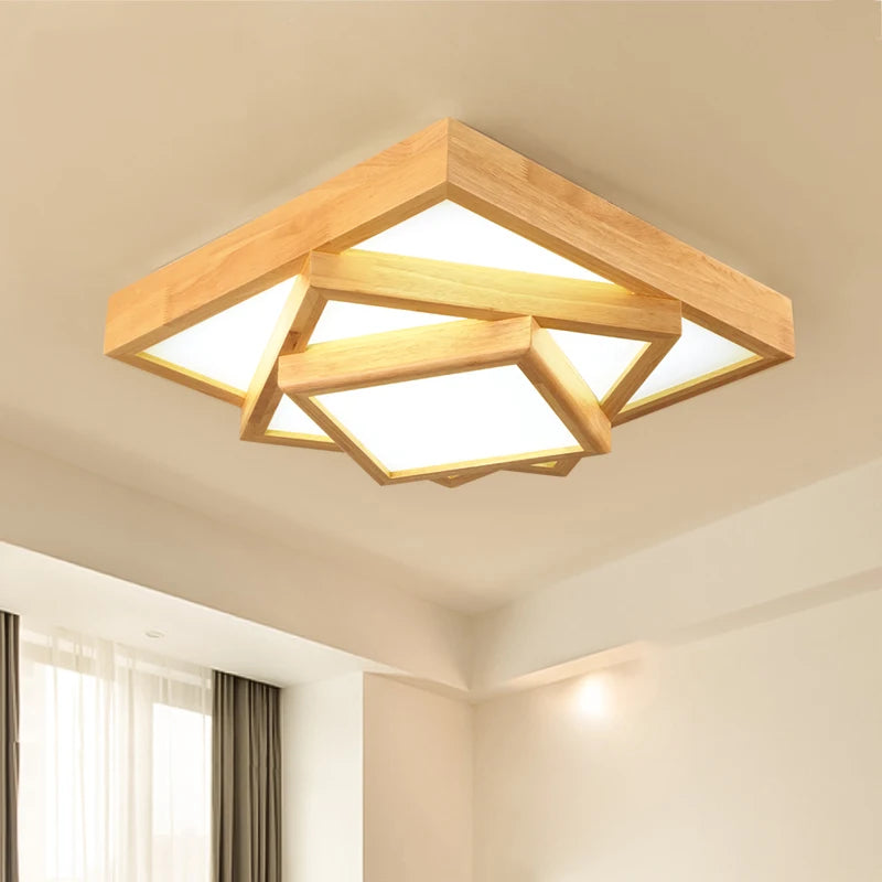 lampes led de plafond en bois massif moderne