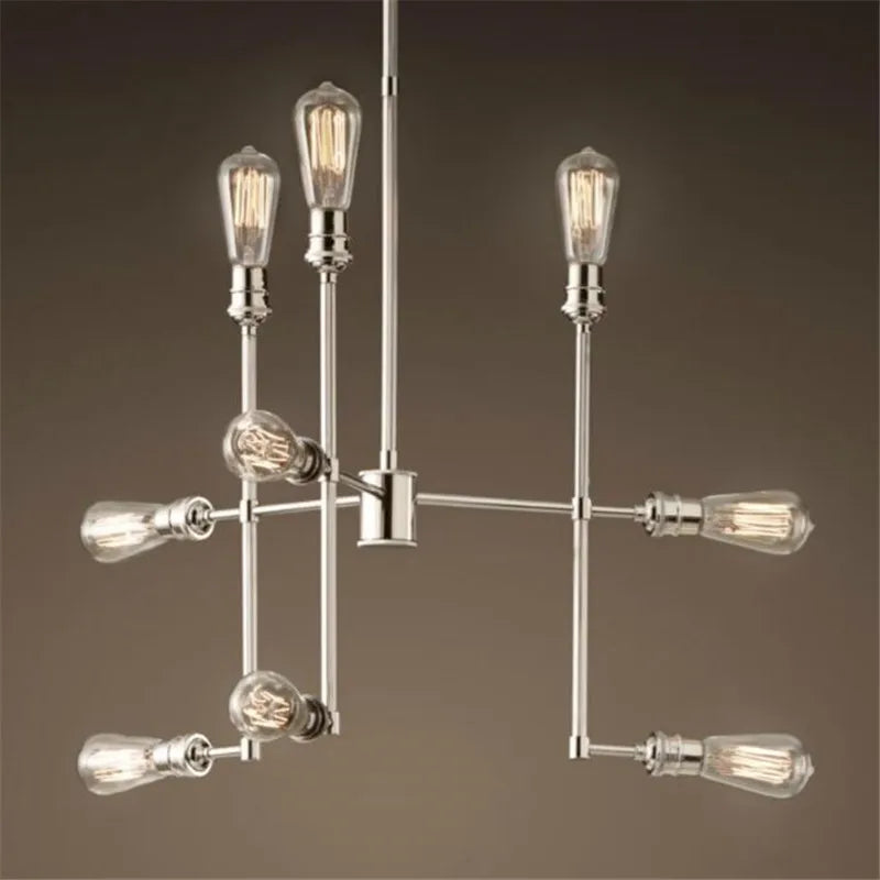 Retro industrial creativity 9 chandeliers, American country living room lights LOFT Loft Hotel bar personality lights - vue 3 sur 5