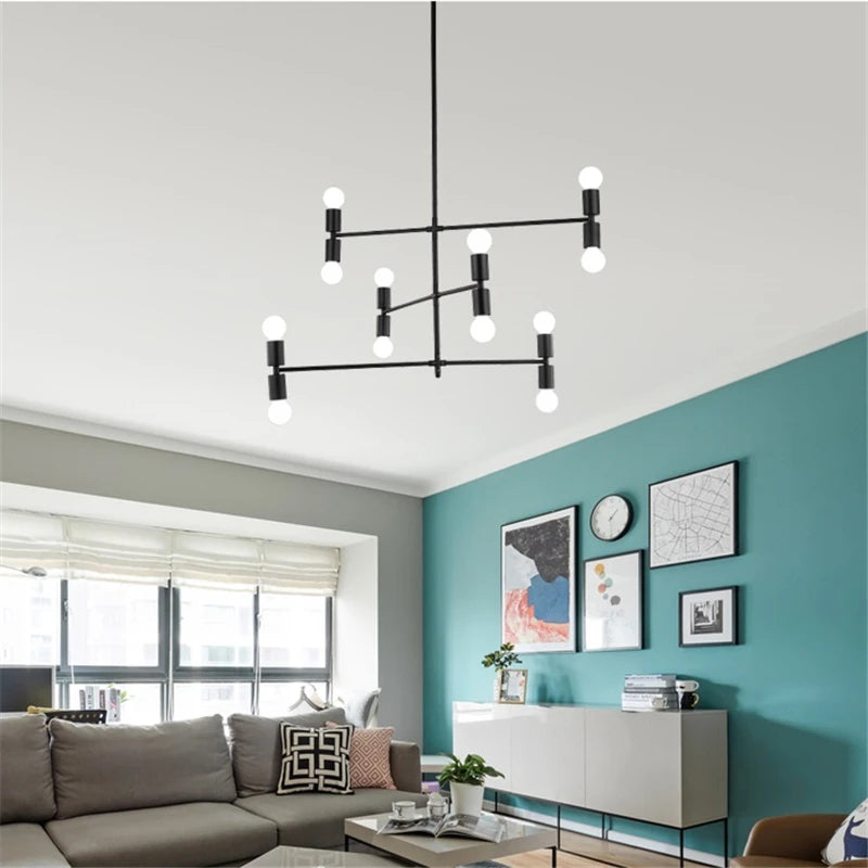 Lustre d'art en fer post-moderne éclairage Lustres en bambou créatifs LED lampe à main salon chambre cuisine Restaurant Lustres
