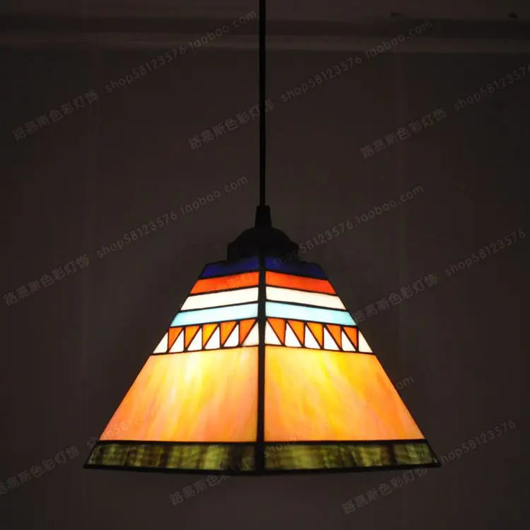 lustre espagnol tiffany pour restaurant et café vitré - vue 4 sur 6