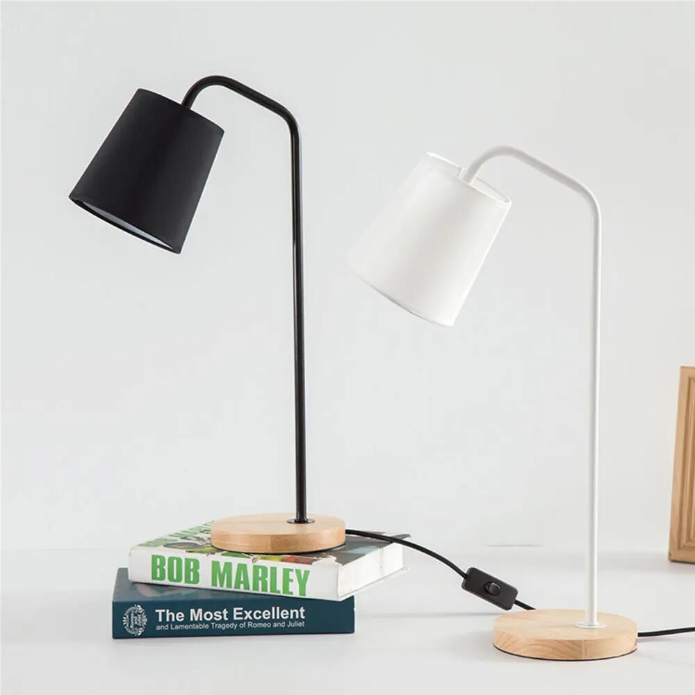 lampe de table nordique simple bois led bureau lit salon veilleuses - vue 5 sur 10