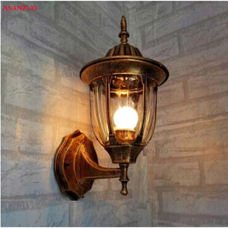 Applique murale extérieures imperméables en aluminium rétro européen lampe de jardin en Bronze Villas balcon couloir cour décor luminaires muraux - vue 3 sur 8