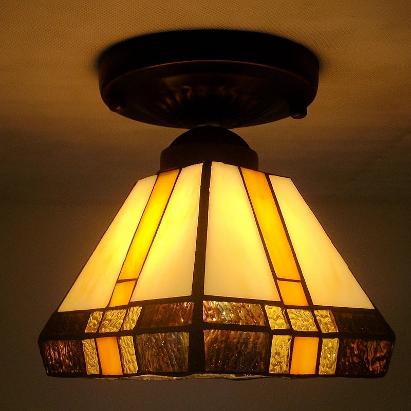 plafonnier rétro en verre tiffany pour intérieur élégant - vue 2 sur 10