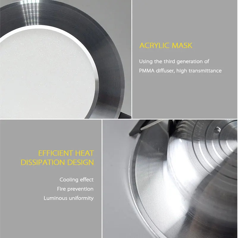 led downlight plafond argenté brillant lumière led