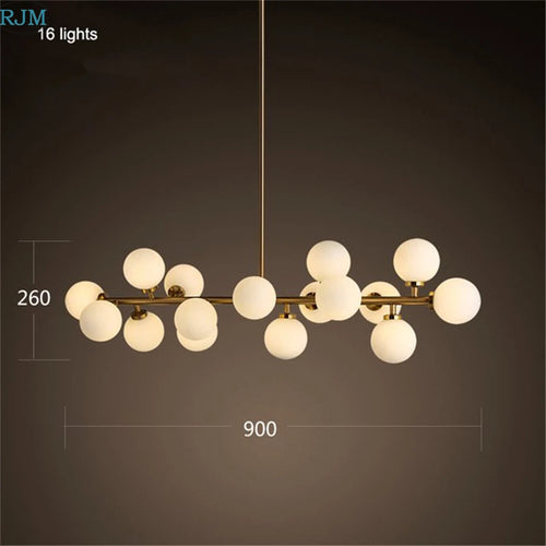 lustre design en métal doré et lampes en boules