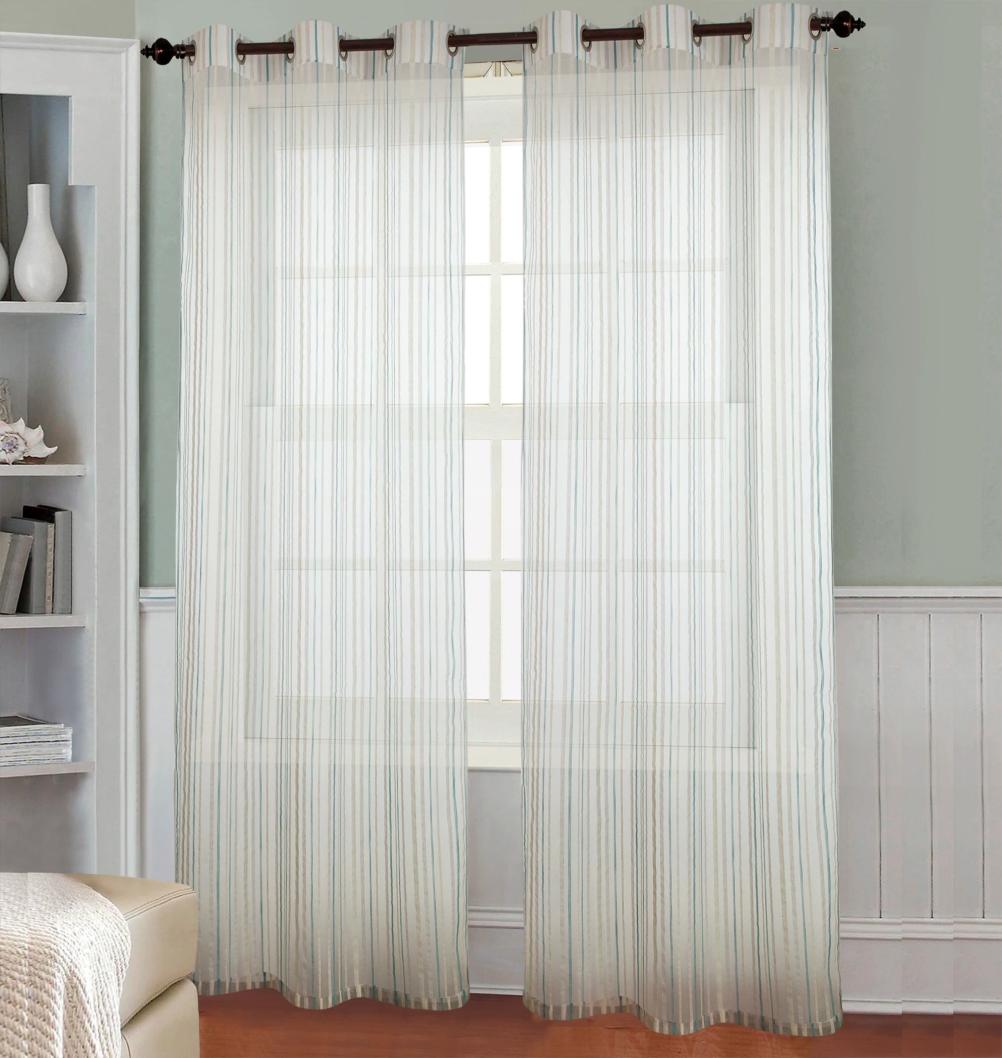 Voilage rayé style européen pour salon ou chambre