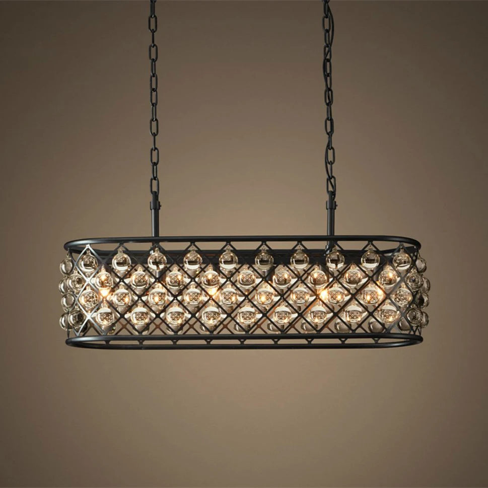 lustre rectangulaire en cristal noir pour éclairage suspendu - vue 5 sur 6