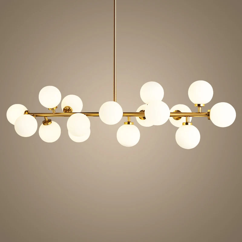 lustre doré avec Boule de verre corps doré créative
