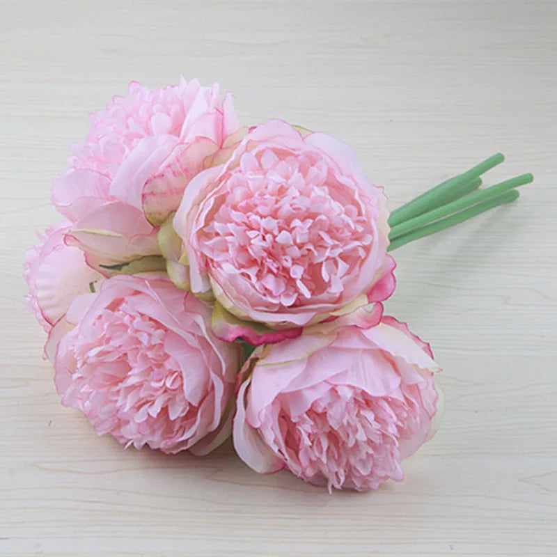 lot de 5 pivoines artificielles pour mariage et décoration intérieure - vue 13 sur 18