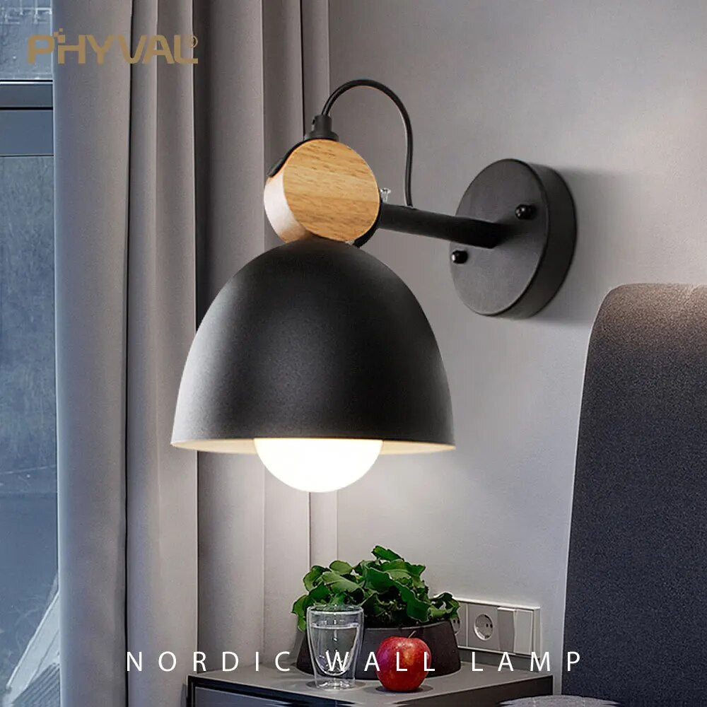 Applique murale LED ronde bois massif macarons - vue 5 sur 9