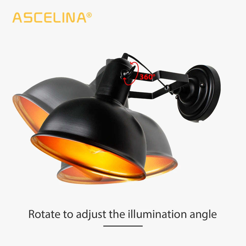 wall lamp,Industrial vintage wall light,Iron Retro sconce,Bracket adjustable,E27,CE certification,90-260V,max 60W,16x21.5cm(DxA) - vue 3 sur 8