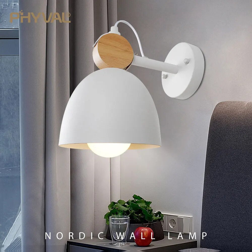 Applique murale LED ronde bois massif macarons - vue 4 sur 9
