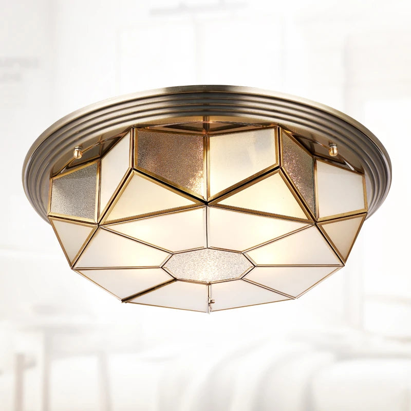 plafonnier vintage en verre et cuivre pour intérieur - vue 4 sur 6