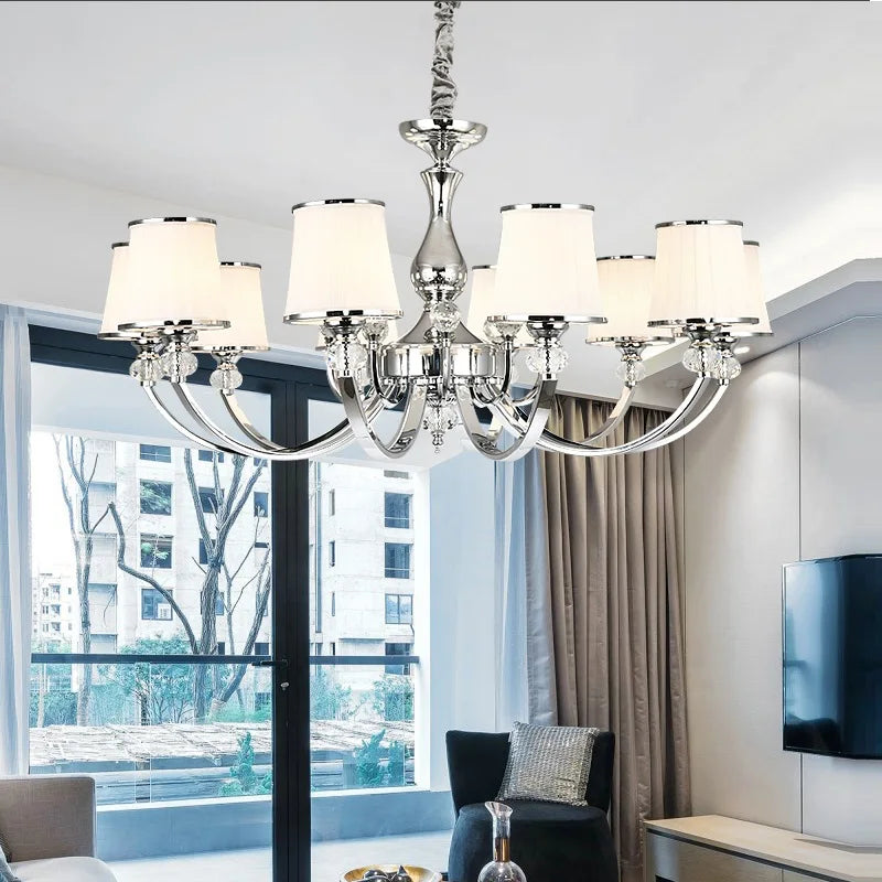 Lustre Chrome moderne Led en cristal E14 - vue 4 sur 5