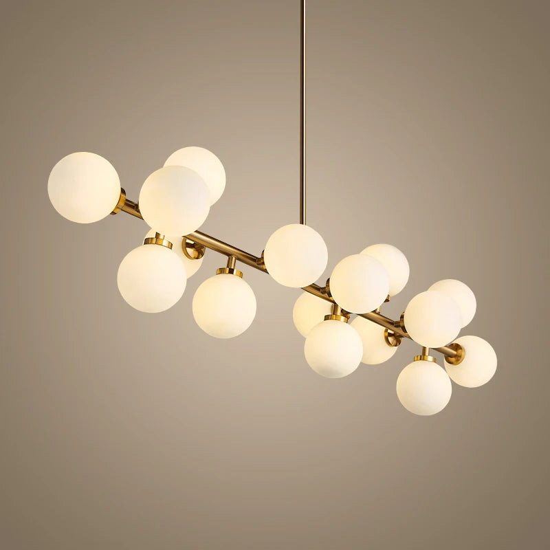 lustre doré avec Boule de verre corps doré créative