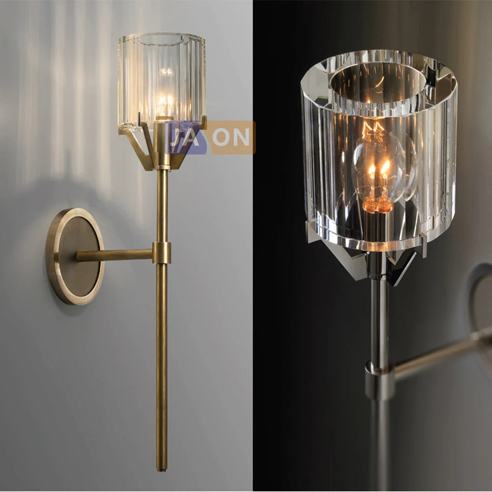 applique murale rétro en cuivre avec cristal classique - vue 4 sur 5