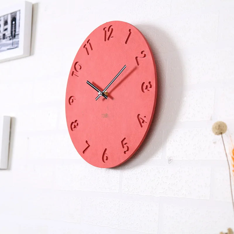 horloge murale numérique en bois design moderne décoration intérieure silencieuse - vue 5 sur 9