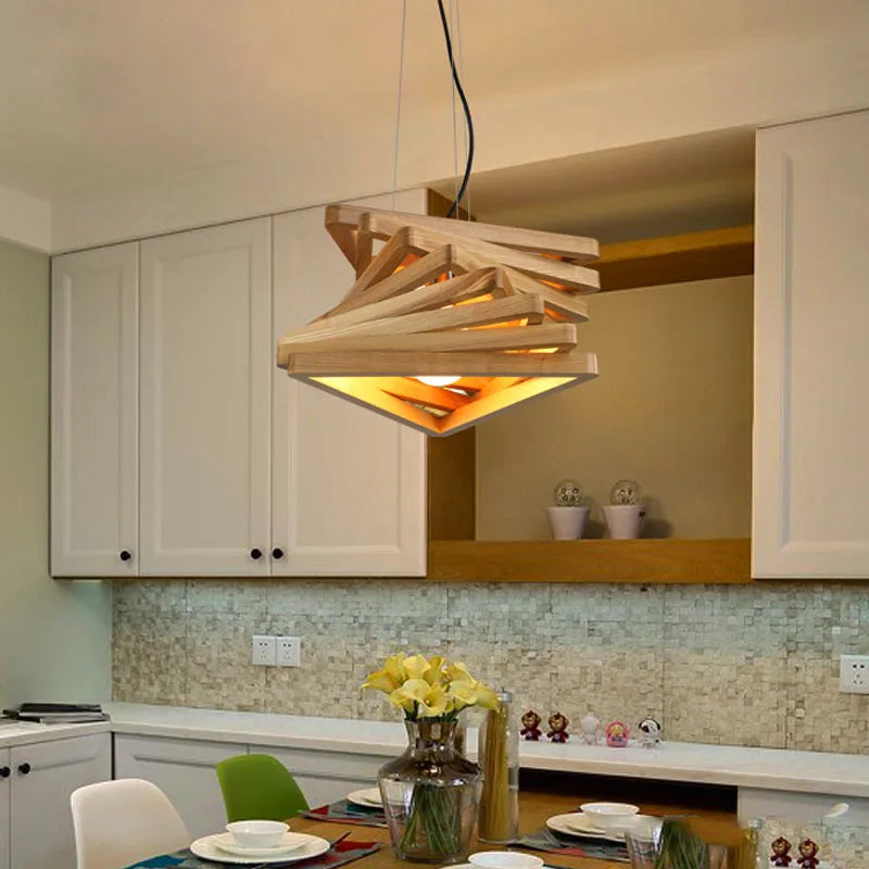 luminaire suspendu créatif en bois de fruits pour île moderne