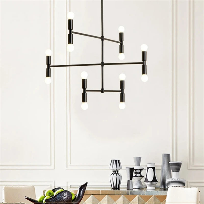 Lustre d'art en fer post-moderne éclairage Lustres en bambou créatifs LED lampe à main salon chambre cuisine Restaurant Lustres