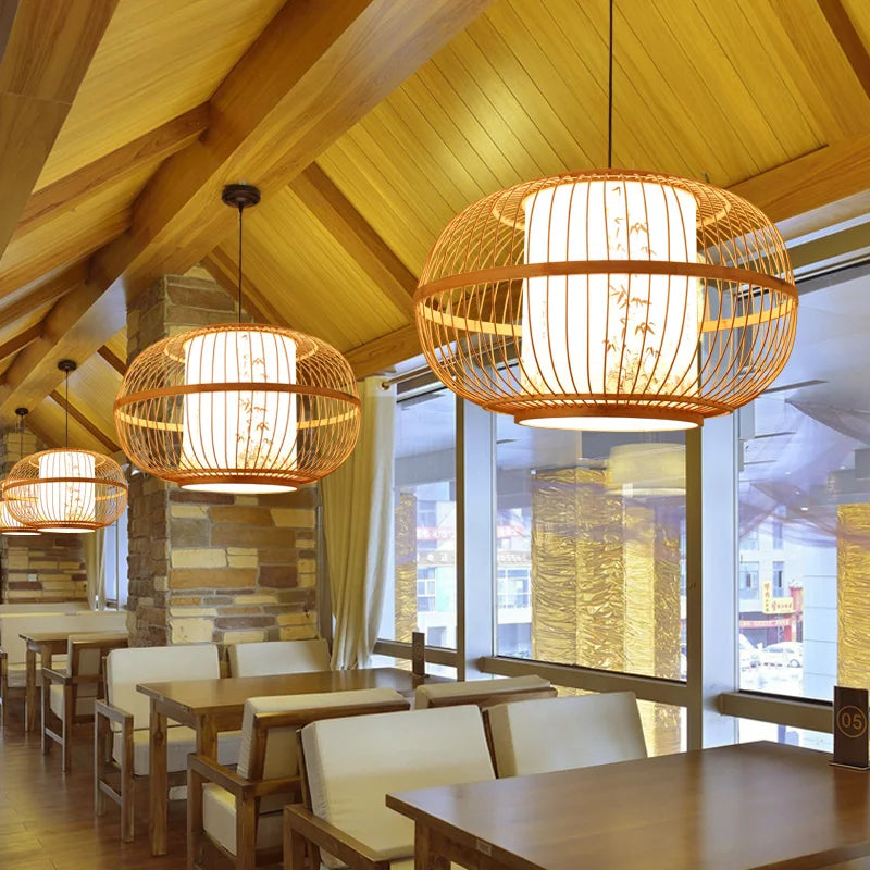 lanterne rustique japonaise osier bambou