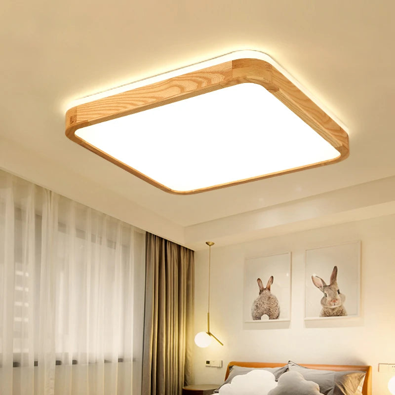 plafonnier led ultra-fin japonais bois massif design moderne 2021