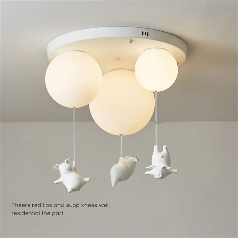 plafonnier led cochon volant pour décoration enfants - vue 2 sur 16