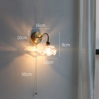 Applique murale fleur verre cuivre tirer chaîne interrupteur LED chambre salle de bain miroir escalier lumière nordique moderne