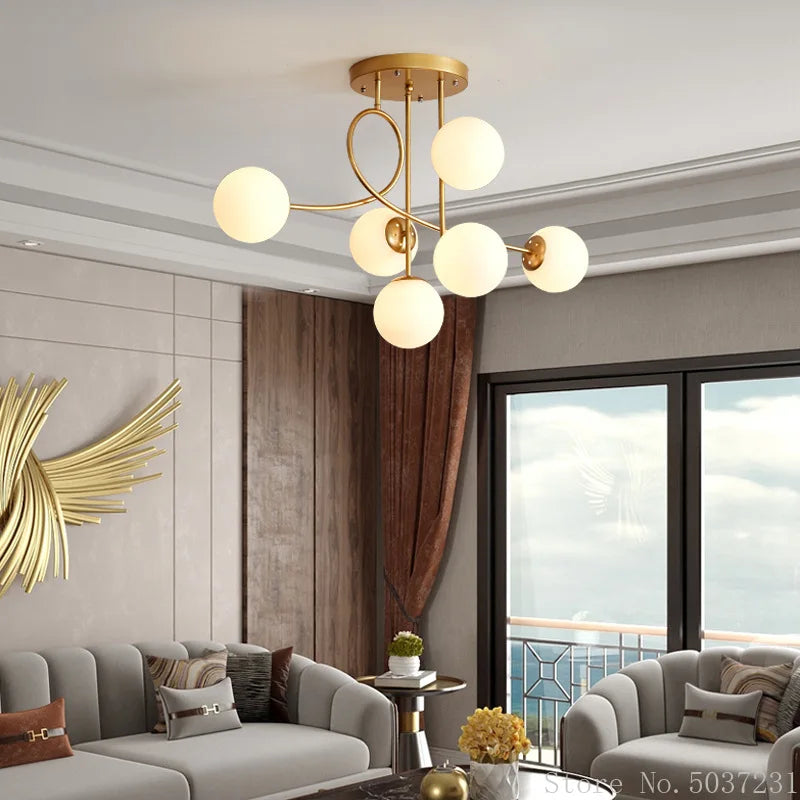 plafonnier boule en verre design nordique élégant pour intérieur moderne - vue 4 sur 11