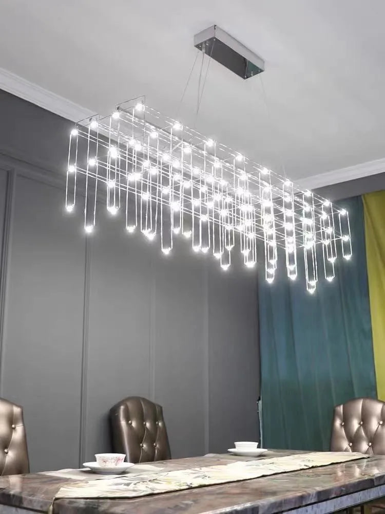 lustre moderne minimaliste créatif gypsophile luciole cube barre longue - vue 2 sur 8