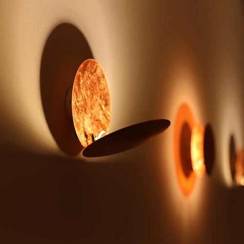Applique LED ronde or cuivre moon eclipse