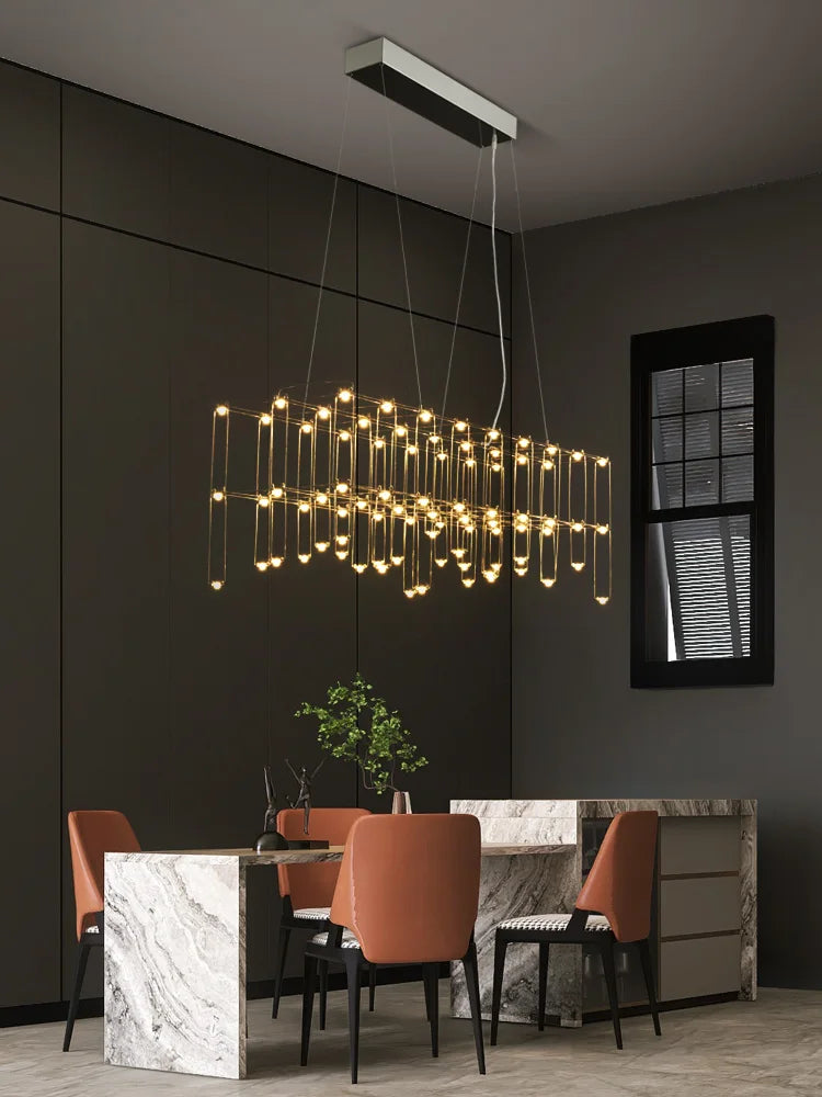 lustre moderne minimaliste créatif gypsophile luciole cube barre longue - vue 3 sur 8