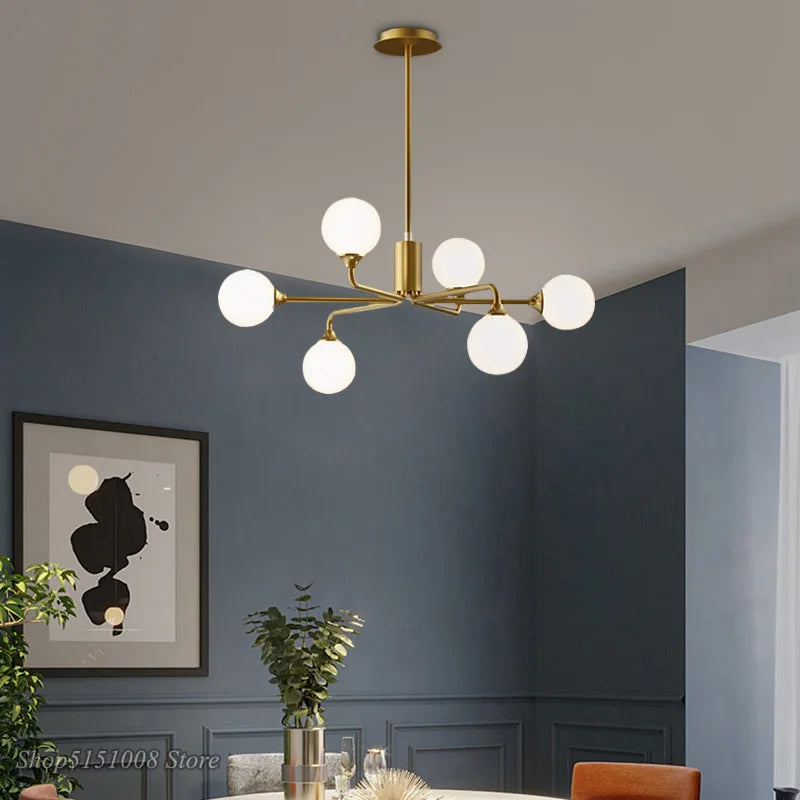 lustre verre led nordique salon lampe intérieur suspension branche