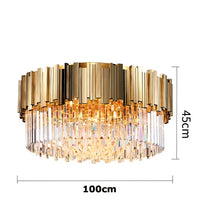 plafonnier moderne en cristal ovale à plusieurs couches
