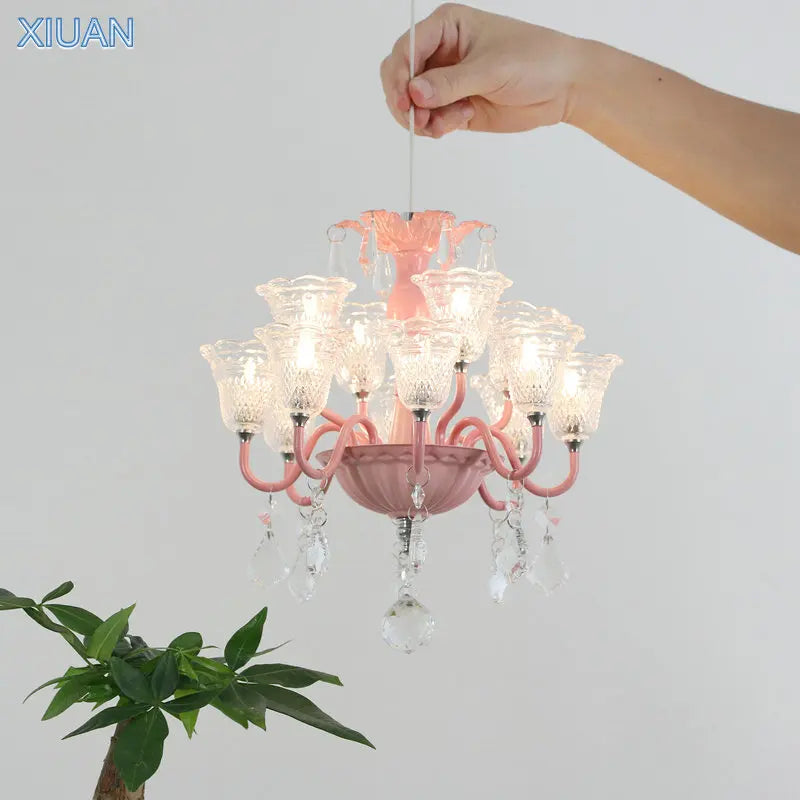 mini suspension créatives avec abat-jour en verre et cristal